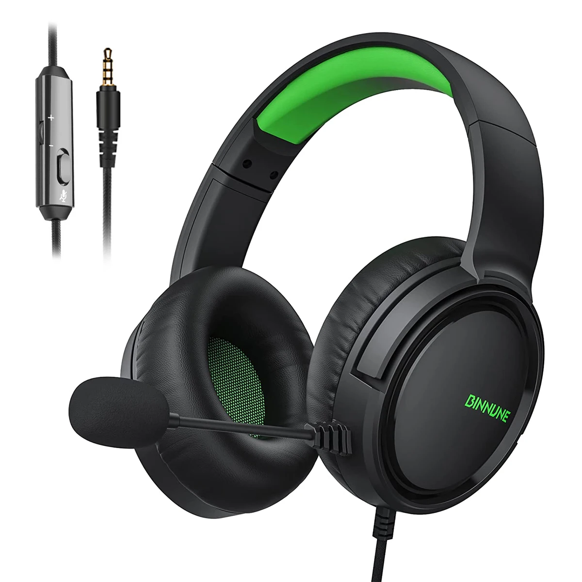 BINNUNE BG02 Gaming Headset com microfone para PS4 PS5 Xbox Series Xbox One PC Switch Fones de ouvido para jogos com fio
