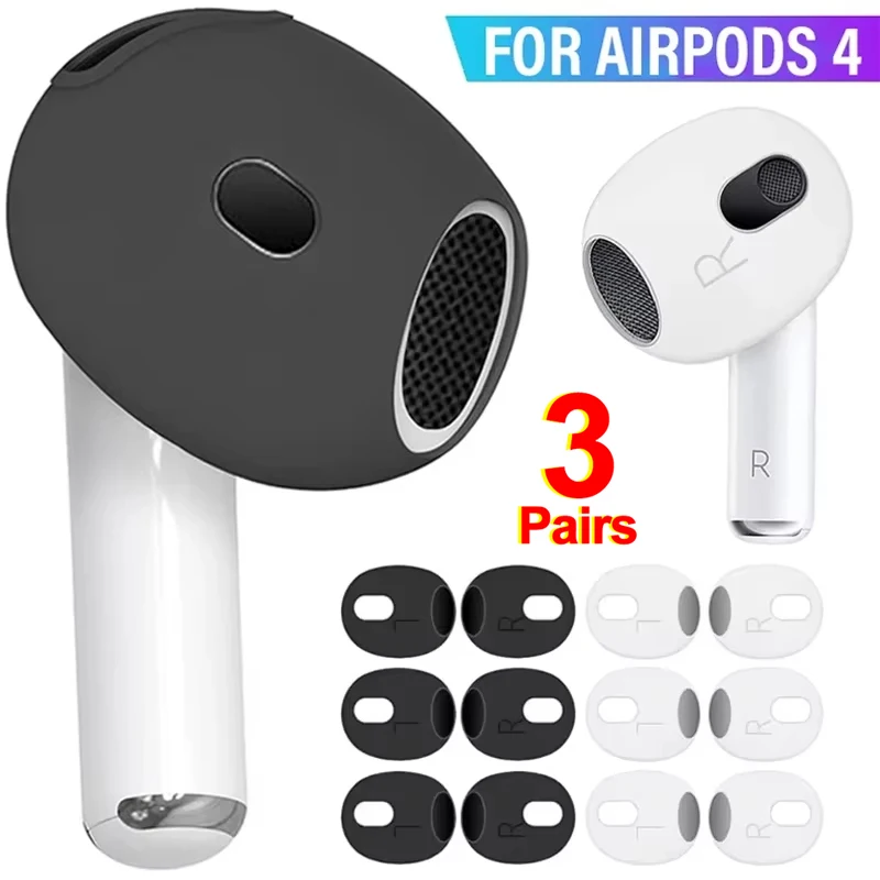 3 pares de pontas de ouvido de silicone para apple airpods 4 substituição de fones de ouvido de borracha ultrafina para airpod 4 capa de fone de ouvido antiderrapante