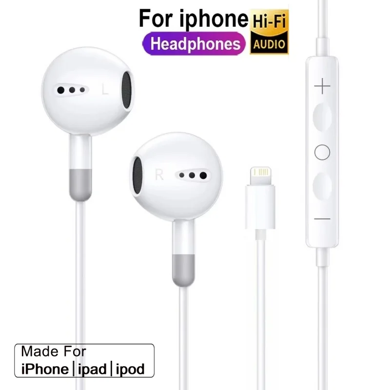 Fones de Ouvido com Fio Originais para iPhone 17 16 15 Pro Max, Fones de Ouvido Intra-auriculares para Samsung Xiaomi, Acessórios para Headsets Fones de Ouvido com Fio Originais para iPhone 17 16 15 Pro Max, Fones de Ouvido Intra-auriculares para Samsung Xiaomi, Acessórios para Headsets
