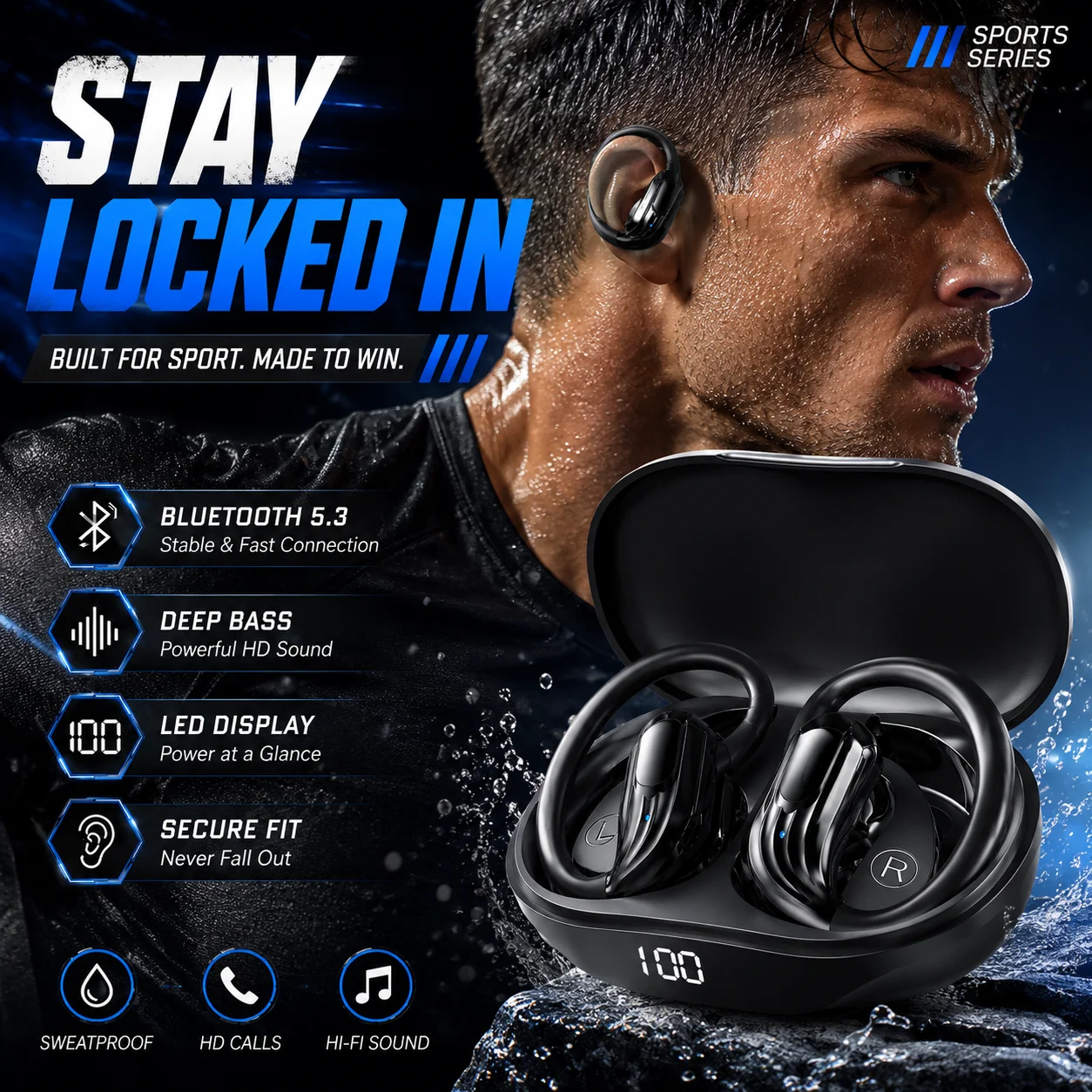Fones de Ouvido Sem Fio por Atacado Bluetooth 5.4 com Microfone, Controle por Botão, Redução de Ruído, Ganchos de Orelha, Headset à Prova d'Água Fones de Ouvido Sem Fio por Atacado Bluetooth 5.4 com Microfone, Controle por Botão, Redução de Ruído, Ganchos de Orelha, Headset à Prova d'Água