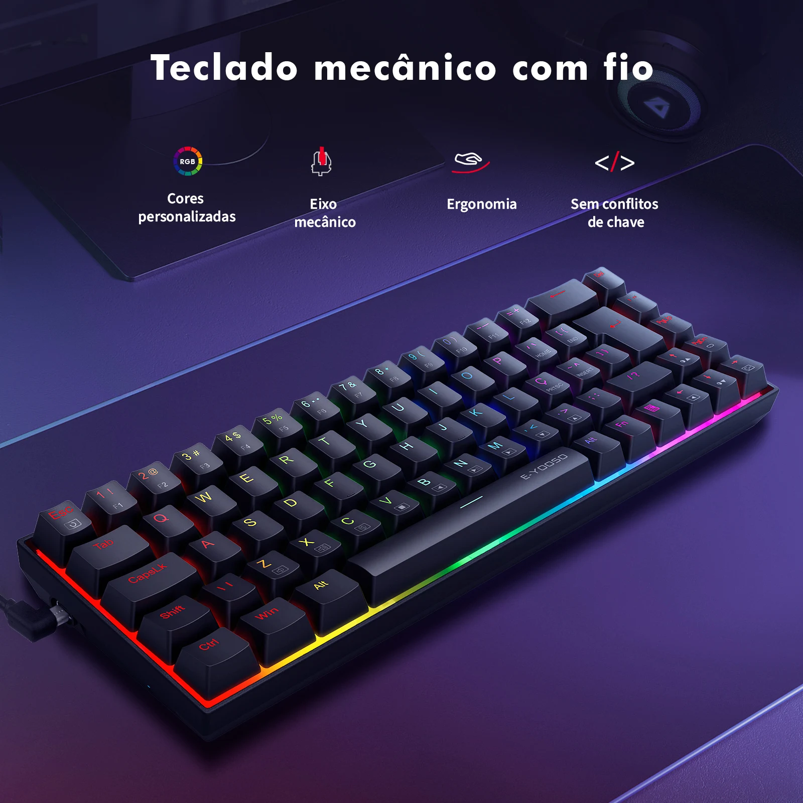 Teclados Mecânico， RGB, Teclado Mecanico， Teclado Mecánico， Keyboard, Switch Vermelho， Teclado Gamer Mecânico, Coibeu