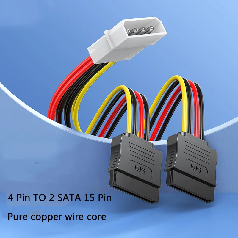 4 pinos ide molex para 2 sata/sata 15pin para 2 sata 15 pinos/sata 15 pinos para molex ide 4 pinos de alimentação hdd divisor conector cabo para pc