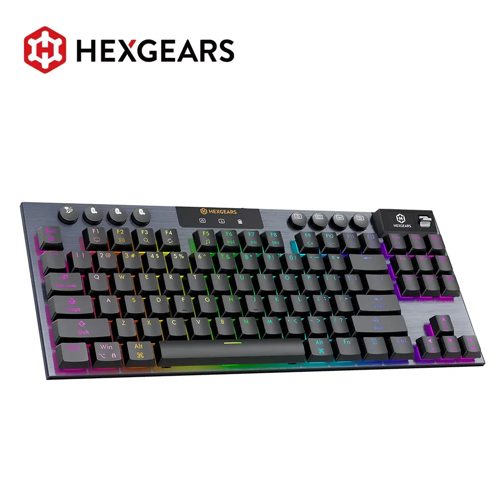 Teclado Mecânico HEXGEARS A3 com Switches Kailh, Conexão Bluetooth/2.4G/Type-C com Fio, 87 Teclas RGB Hot Swap, Teclado Gamer Sem Fio Teclado Mecânico HEXGEARS A3 com Switches Kailh, Conexão Bluetooth/2.4G/Type-C com Fio, 87 Teclas RGB Hot Swap, Teclado Gamer Sem Fio