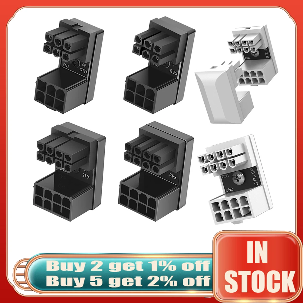Atx 8pin fêmea 180 graus angular para 8 pinos adaptador de alimentação masculino para desktops placa vídeo gpu conector de direção elétrica gráfica