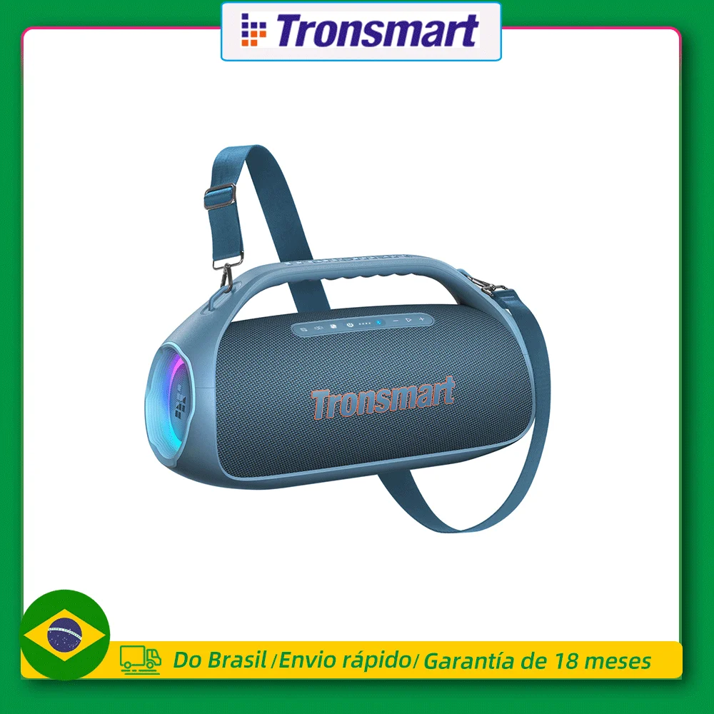 Tronsmart Caixa de Som Bang 2 90W Boombox Bluetooth para Área Externa com Subwoofer, Graves Potentes, 26 Horas de Reprodução, IPX6 à Prova d'Água, Caixa de Som Portátil para Camping