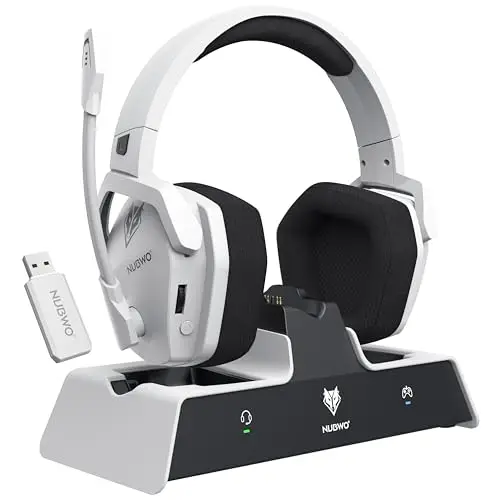 Fone de ouvido para jogos sem fio NUBWO G06 Pro com estação de carregamento para fone de ouvido e controlador PS5 17ms drivers dinâmicos de baixa latência de 50 mm