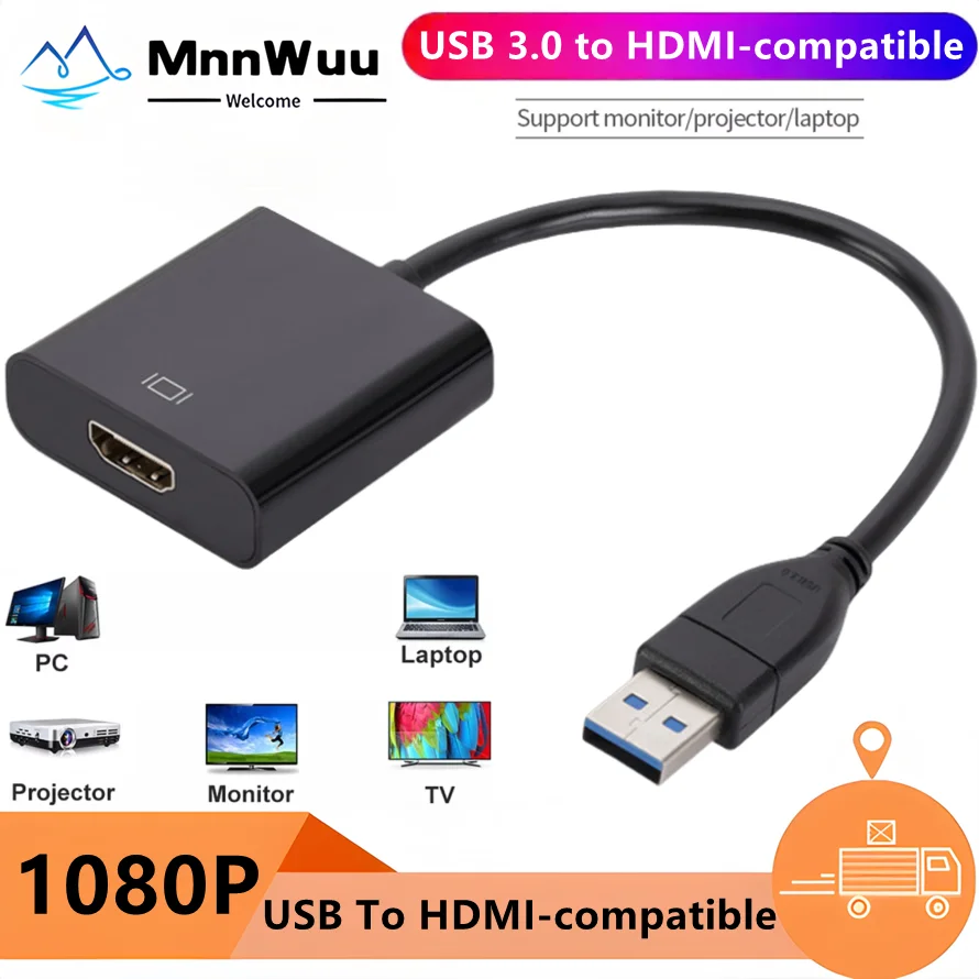 Usb 3.0 para hdmi-adaptador compatível 1080p usb para hdmi-conversor placa de vídeo externa para desktop pc portátil display hdtv