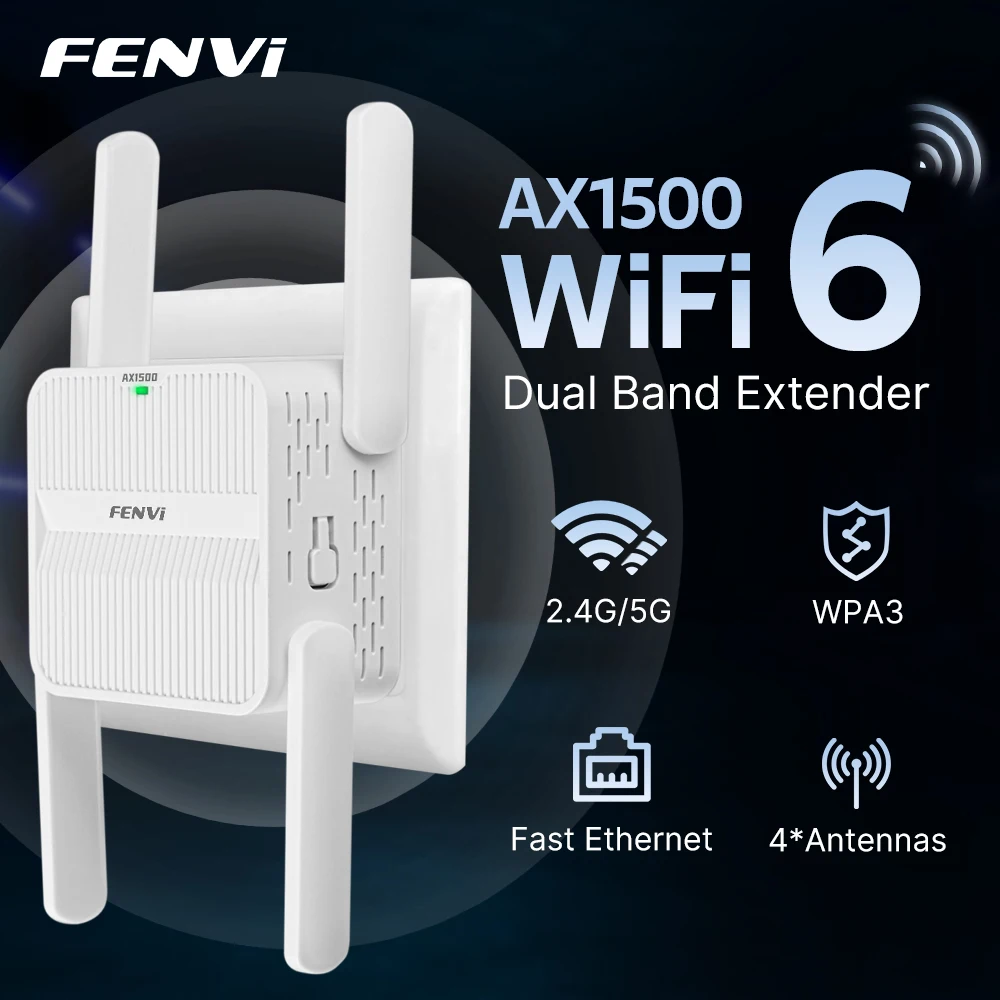 Fenvi 5ghz ax1500 wifi 6 repetidor extensor amplificador de sinal banda dupla 2.4g/5ghz amplificador de sinal wi-fi rede de longo alcance fácil conjunto