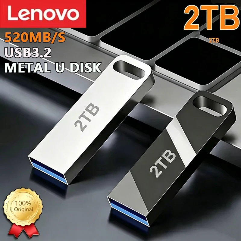 Adaptador USB de Metal Lenovo, Pen Drive USB 3.0 128GB 256GB 512GB, Mini Pen Drive de Metal de Alta Velocidade 1TB 2TB, Memória USB 2026