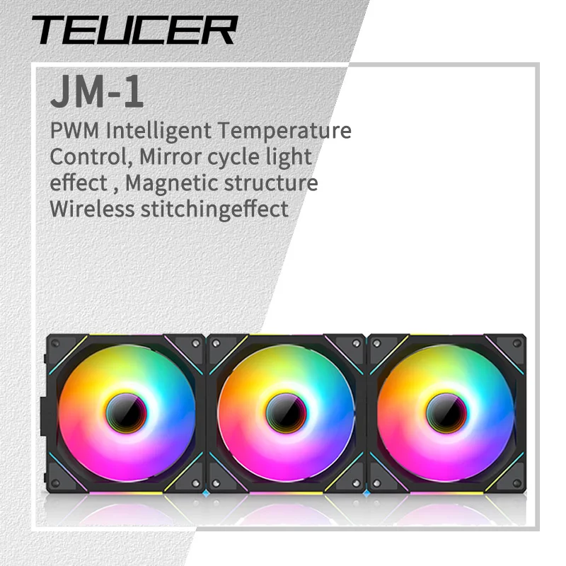 Teucer JM-1 pc caso de refrigeração ventilador argb espelho ciclo efeito luz costura sem fio pwm refrigeração água 360mm cpu cooler ventilador