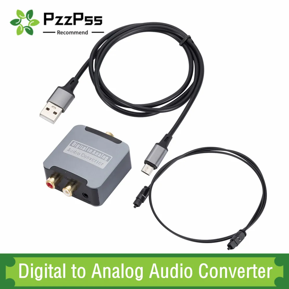 Conversor de áudio digital para analógico dac óptico spdif toslink entrada coaxial para l/r rca 3.5mm jack saída amplificador de fone de ouvido