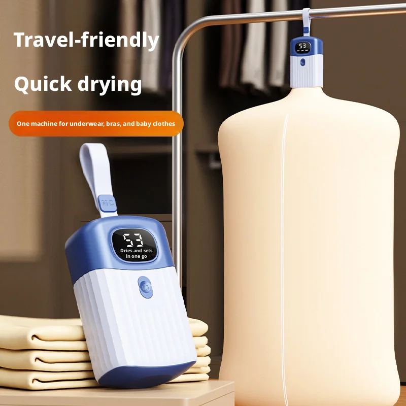 Mini Secador Portátil Elétrico Multifuncional Dobrável com Temporizador para Secagem Rápida, Baixo Ruído e Aquecimento com Ar Quente para Cuidados com Roupas
