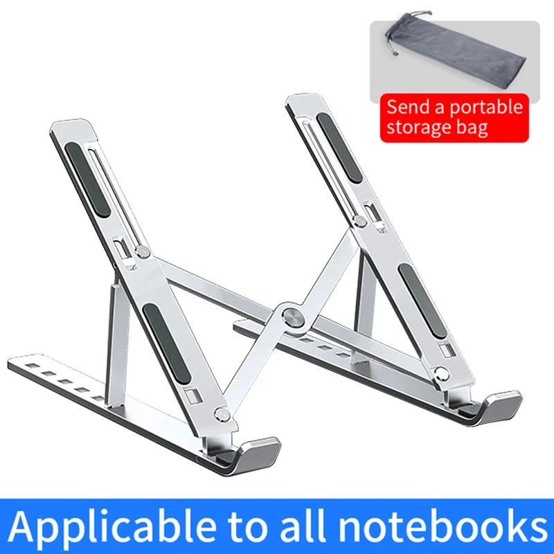 Liga de alumínio portátil suporte ajustável dobrável portátil para notebook suporte de computador levantamento suporte de refrigeração antiderrapante Liga de alumínio portátil suporte ajustável dobrável portátil para notebook suporte de computador levantamento suporte de refrigeração antiderrapante