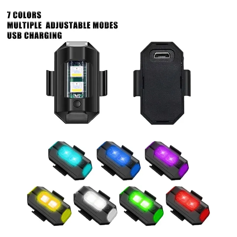 Led luz de advertência estroboscópica motocicleta mini segurança anti colisão indicador sinal volta 7 cores drone flash lâmpada para scooter carro Led luz de advertência estroboscópica motocicleta mini segurança anti colisão indicador sinal volta 7 cores drone flash lâmpada para scooter carro