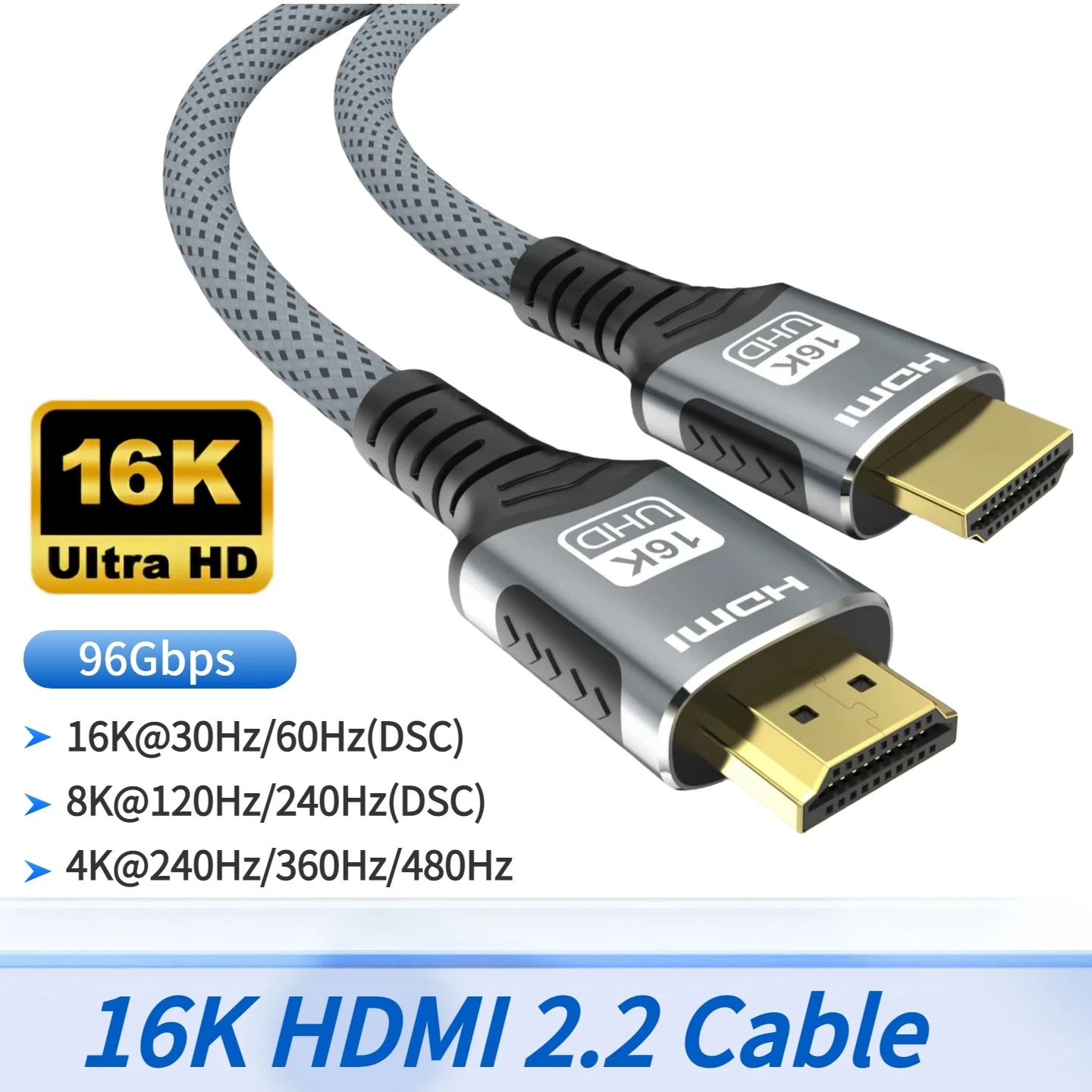 Cabo HDMI 2.1 8K 48Gbps 8K@60Hz 4K@120Hz 2K@240Hz Suporta HDMI 2.1 EARC HDR Vídeo Para PC PS5 Laptop TV Box Jogos/Home Theater
