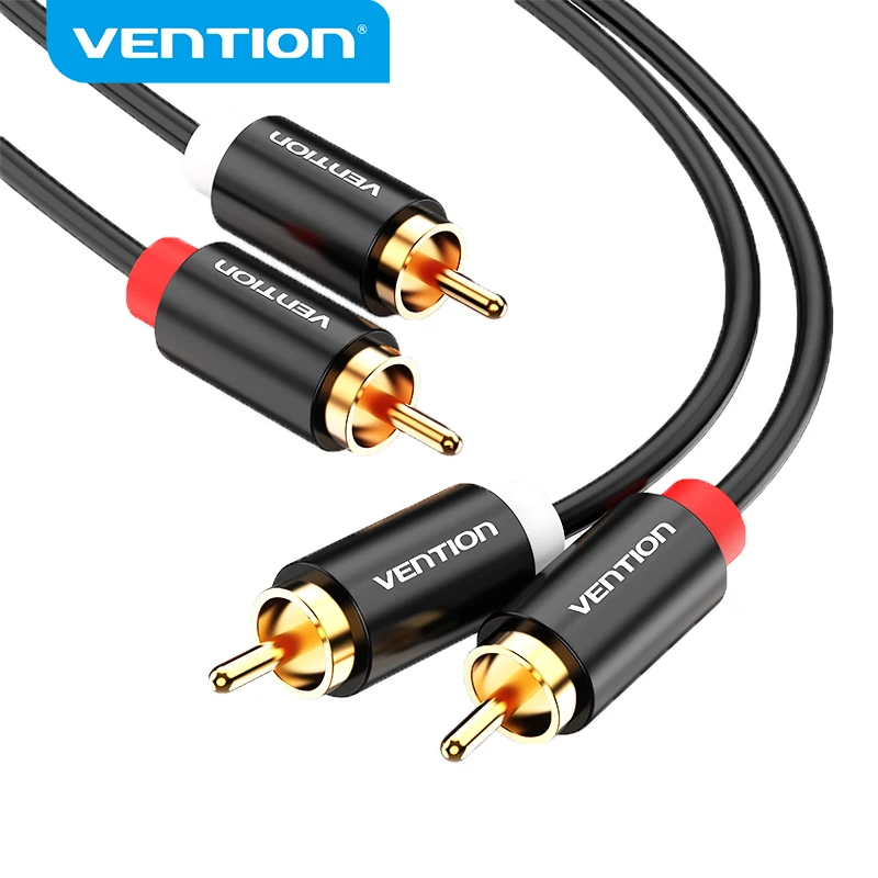 Vention 2 rca para 2 rca cabo de áudio macho para macho para home theater dvd amplificador tv 1m 2m 3m 5m cabo rca banhado a ouro cabo