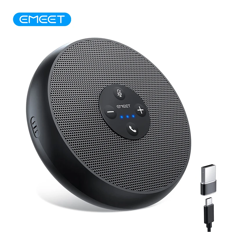 EMEET Alto-falante USB com Fio para Conferência com 2 Microfones 360 ° Microfone de Reunião com Captação de Voz para Zoom/WebEx/Microsoft Teams