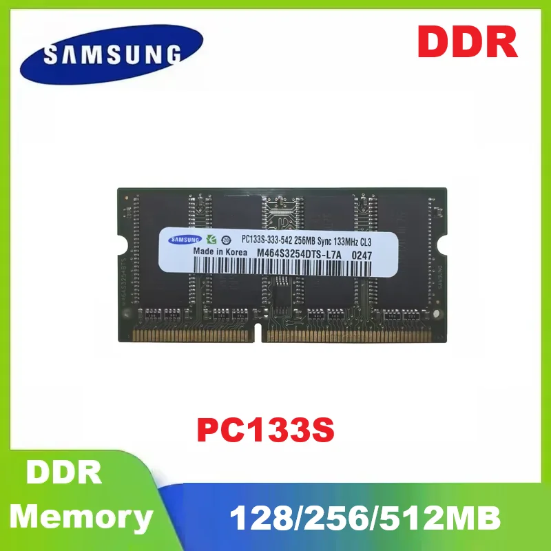 SAMSUNG DDR Ram PC133S 133MHZ Memória para laptop 128MB 256MB SODIMM Memória SO-Dimm sem paridade sem buffer Laptop RAM Notebook Memoria