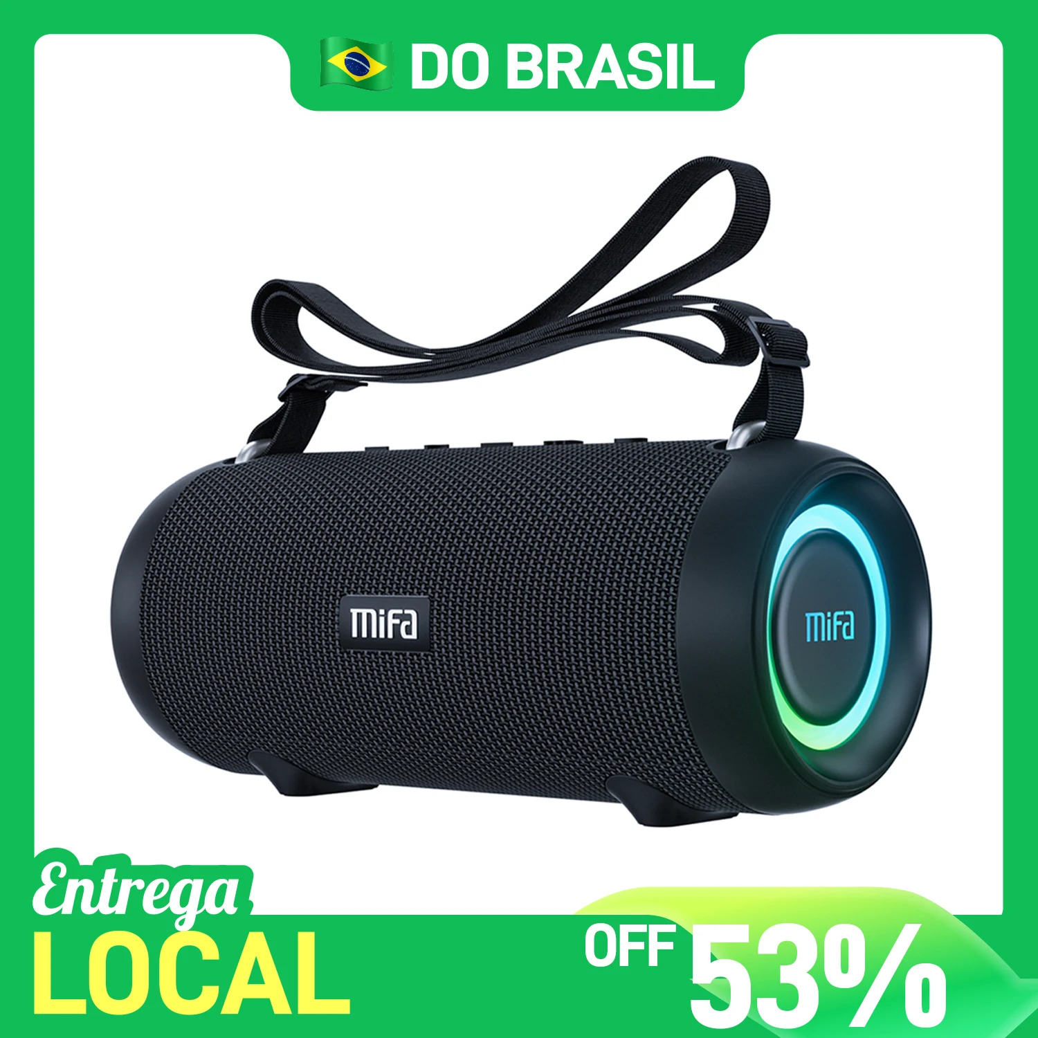 Caixa de Som Bluetooth Mifa A90 com Potência de Saída de 60W e Amplificador Classe D, Excelente Desempenho de Graves, Ideal para Camping