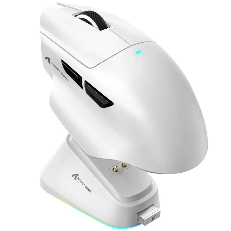 Mouse Gamer Sem Fio Bluetooth ATTACK SHARK V6 25000DPI com Função Macro e Conexão Tri-Modo com Base de Carregamento