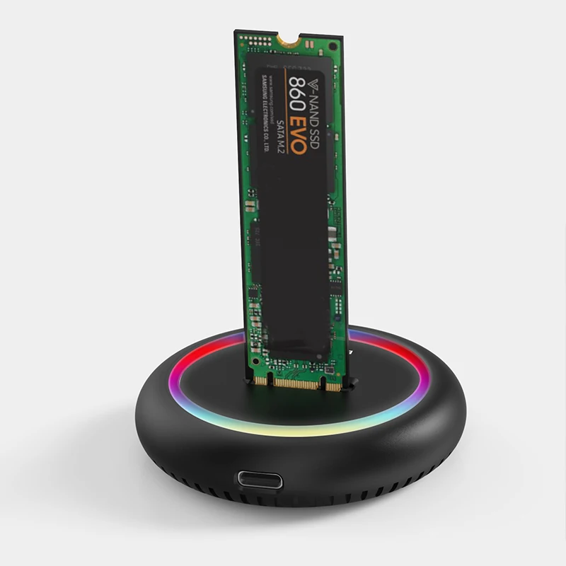 Estação de Docking SSD M.2 Blueendless Dual Protocol com Luz LED RGB, Case para SSD M.2 SATA USB C, Estação de Docking para HDD SSD NVME+NGFF Estação de Docking SSD M.2 Blueendless Dual Protocol com Luz LED RGB, Case para SSD M.2 SATA USB C, Estação de Docking para HDD SSD NVME+NGFF