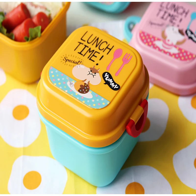 Lancheira plástica dos desenhos animados infantis, Bento Caixas de microondas, Lancheira infantil, Saudável