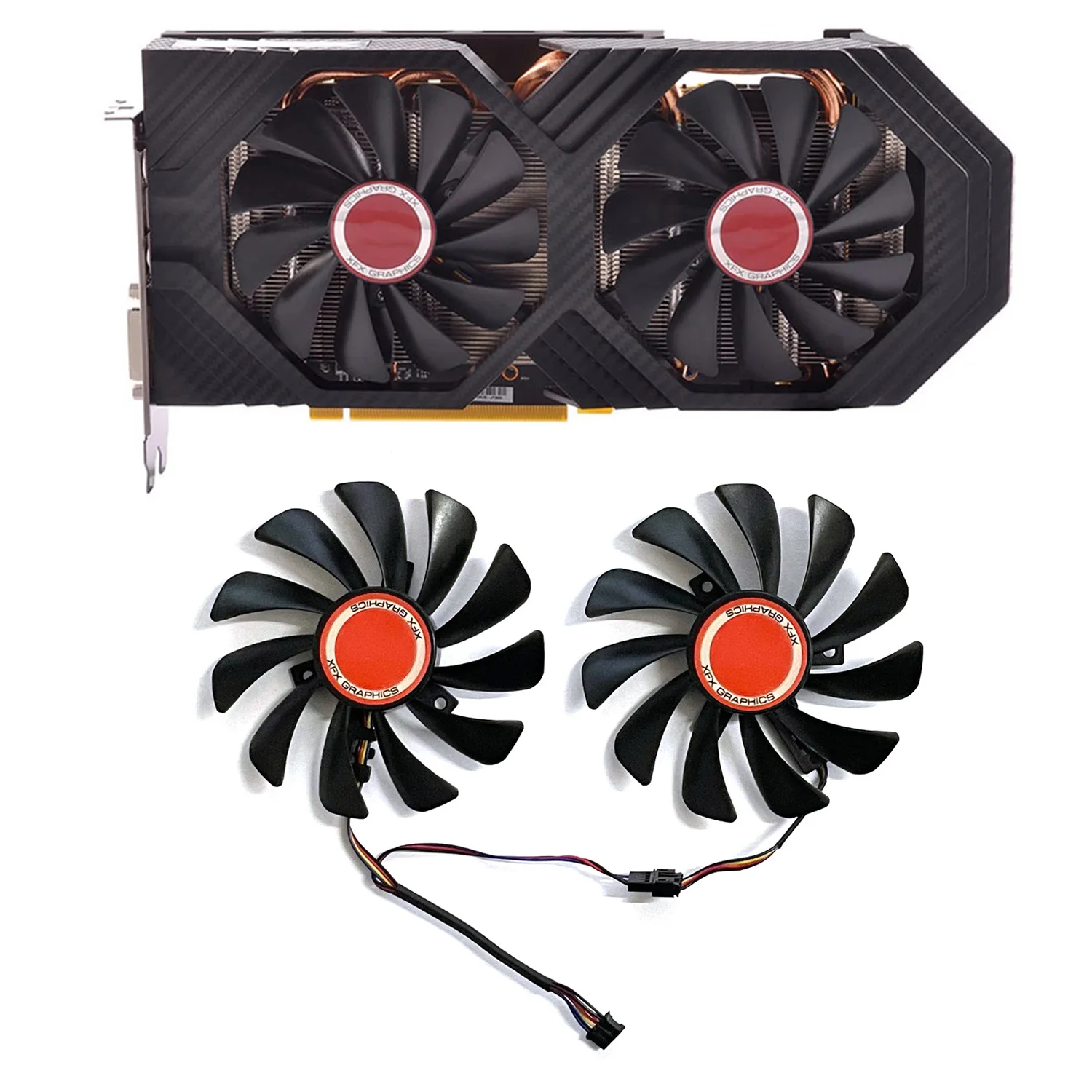 Ventoinha de Resfriamento para Placa de Vídeo XFX RX 590 580 VGA FDC10U12S9-C CF1010U12S 95mm RX580 RX590 GME GPU