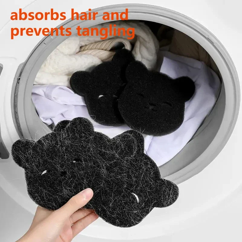 9 pçs removedor de pêlos de animais de estimação forma urso bola lavanderia máquina de lavar coletor de fiapos roupas reutilizáveis sofá gato cão esponja de limpeza de pêlos