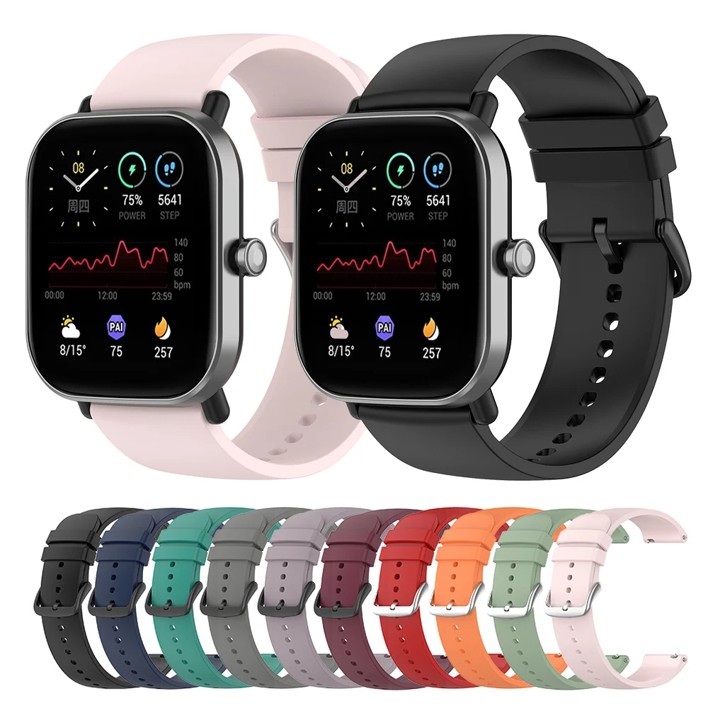 Pulseira de silicone de 20mm para huami amazfit gts 4/2 mini gts 3 2e pulseira de relógio inteligente para huami amazfit bip 3/bip u pro