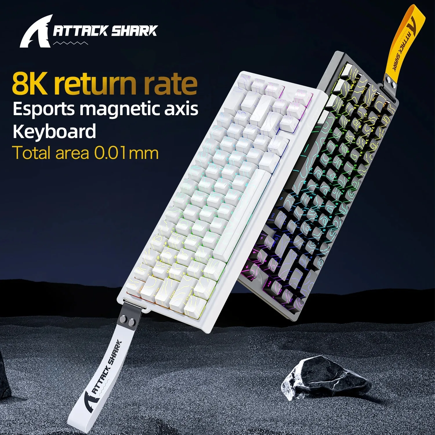 Teclado Gamer ATTACK SHARK X68 Magnético Mecânico com Fio para Jogos Profissionais, Acionamento Rápido de 0,01mm, Taxa de 8000Hz e 128K