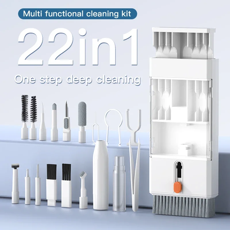 Kit de limpeza multifuncional 22 em 1 para iPhone AirPods iPad Câmera digital PC Teclado Tela de telefone Fones de ouvido Ferramentas de limpeza