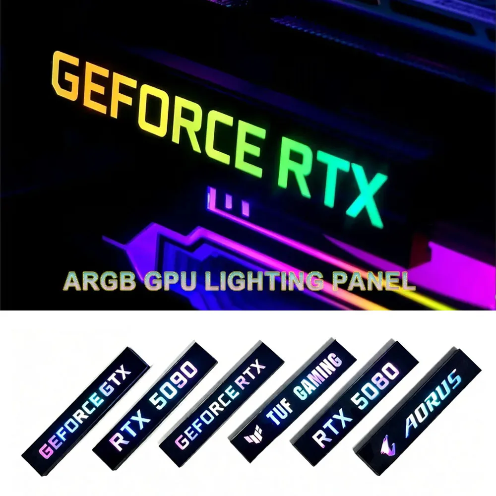 Painel de iluminação da placa de vídeo para rtx 5090 5080 4090,mod gtx rog 3060ti 4080 gpu placa lateral argb, lâmpada de fé do armário gamer aura sincronização