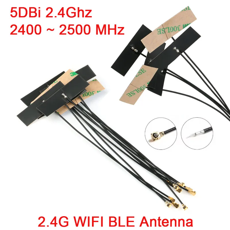 10PCS/1PC Antena FPC Integrada 5dBi 2.4Ghz WIFI BLE para Roteador Wi-Fi, Interface IEX, Conector IPX/U.FL de Banda Dupla Omnidirecional