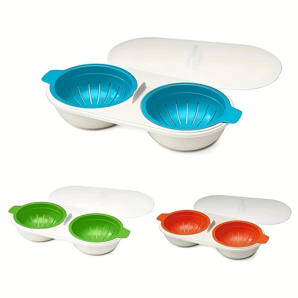 Ovos De Microondas Poacher, Caldeira de ovo duplo, 2 copos Design panelas, Utensílios de cozinha, 1 conjunto