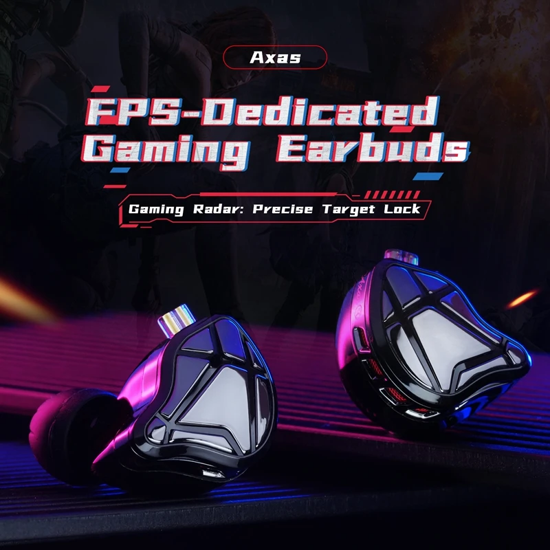 Fones de Ouvido Intra-auriculares com Fio KZ AXAS para Jogos, Localização de Som Precisa para FPS, Adequados para Gamers Usando Computadores e Celulares