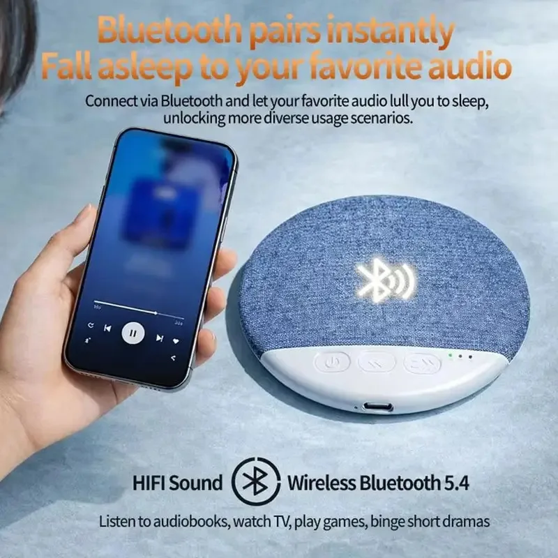 Mini Caixa de Som Bluetooth Portátil com Sons da Natureza e Ruído Branco, Soundbar Sem Fio, Reprodutor de Música MP3 Ultrafino com Desligamento Programado