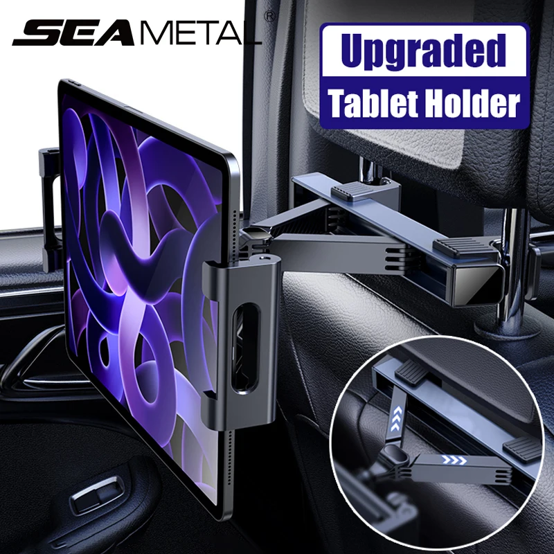 SEAMETAL Suporte de telefone para encosto de cabeça de carro atualizado, telescópico, anti-vibração, suporte de mesa automático, montagem de smartphone para iPad iPhone de 4-12,9 polegadas