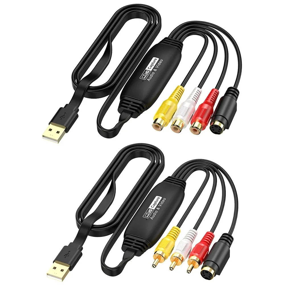 Placa de captura de vídeo usb vhs tv dvd vcr adaptador de gravação de áudio s-video a/v 3rca para conversor de vídeo usb para computador portátil desktop