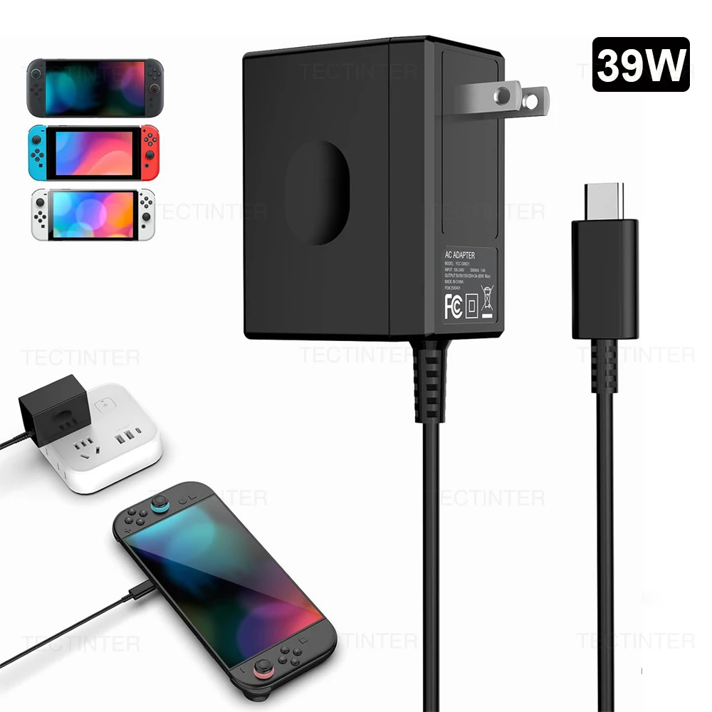 Adaptador ac com tomada ue/eua, carregador rápido para nintendo switch e console ns oled, fonte de alimentação, carregador de parede para ps5, acessórios portal