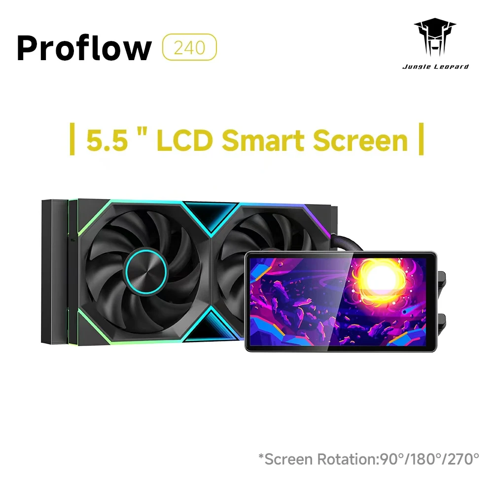 Selva leopardo pro fluxo 240 argb tudo-em-um tela lcd ai líquido coole radiador de refrigeração de água 5v3pin argb ventilador cpu refrigerador líquido