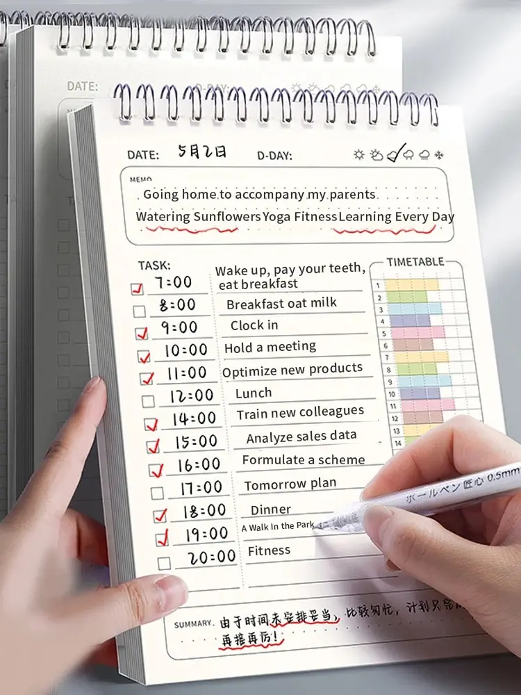 1pc planejador agenda espiral a5 caderno horários plano diário para fazer lista bloco de notas 160 páginas grosso material escolar de escritório papelaria