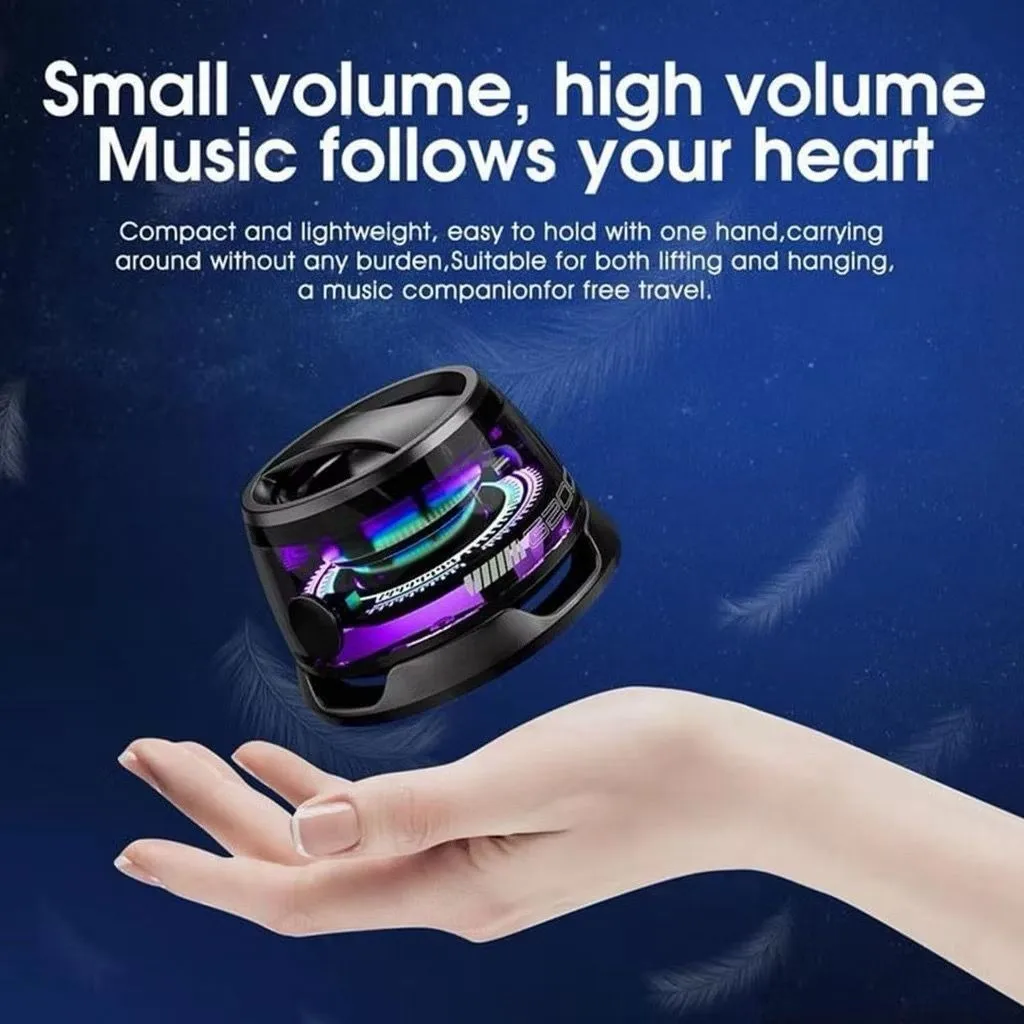 Caixa de Som Bluetooth Mini com Ímã e LED RGB, Impermeável, Leve e Portátil para Viagens e Atividades ao Ar Livre