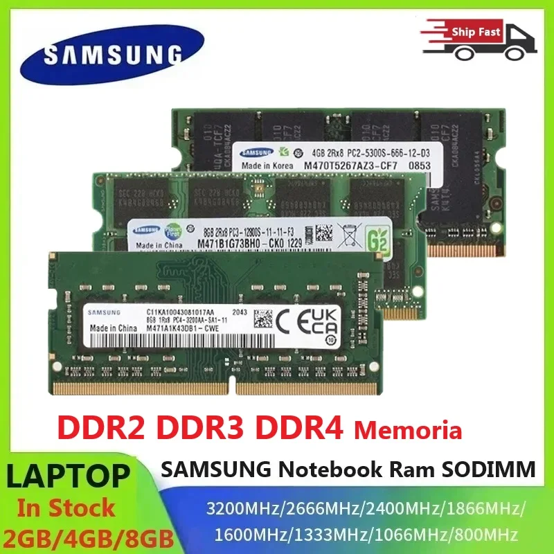 Samsung laptop ram sodimm ddr2 ddr3 ddr4 memoria 2400 1600 1333 800 667mhz 2gb 4gb 8gb 16gb notebook de alto desempenho sodimm ram