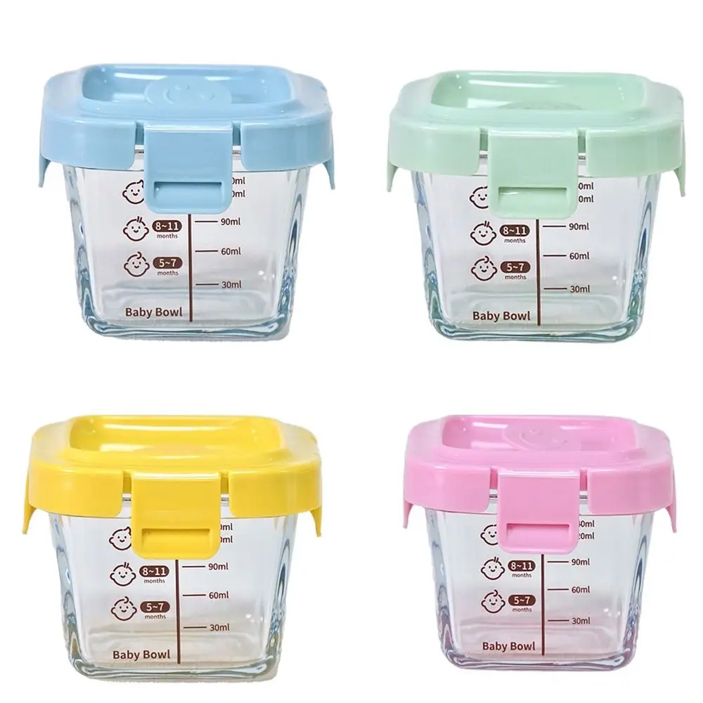 170ml moda caixa de armazenamento de alimentos de vidro congelado copo de vidro de alimentos para bebê simples microondas seguro frasco de armazenamento de alimentos para bebês para noventos