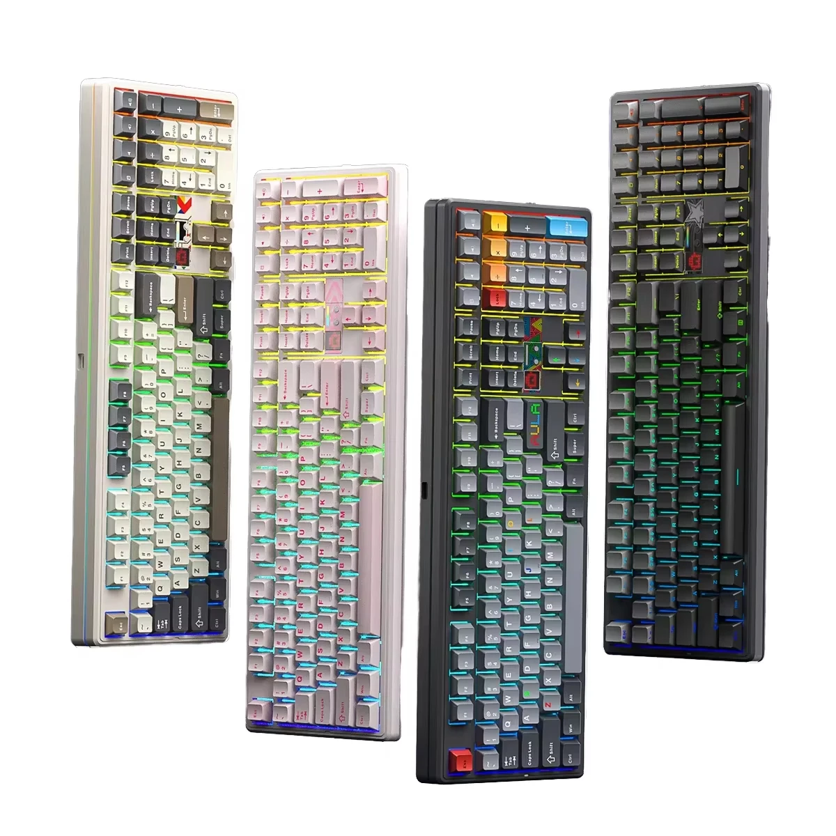 Teclado Mecânico para Jogos AULA F108 Pro V2 Tri-Mode com Layout 100% e Teclas RGB Retroiluminadas Hot-Swap para Gamers de PC