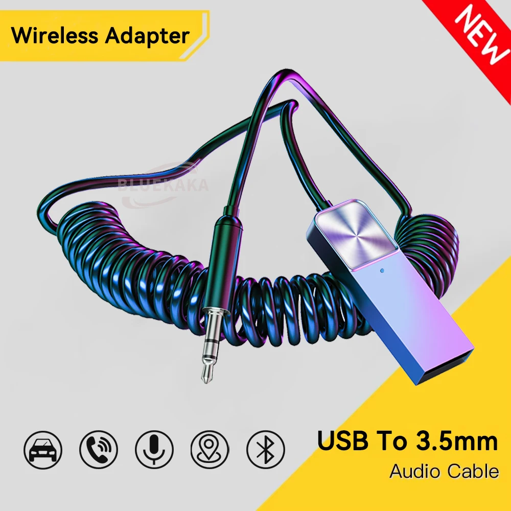 Receptor de áudio sem fio bluetooth 5.4, dongle usb para 3.5mm aux jack, kit de áudio para carro, receptor de carro, transmissão bt com microfone