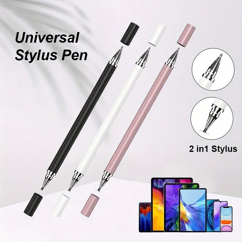 Caneta Stylus Universal 2 em 1 para Tela Sensível ao Toque Compatível com Telas Capacitivas para iPhone, iPad e Android