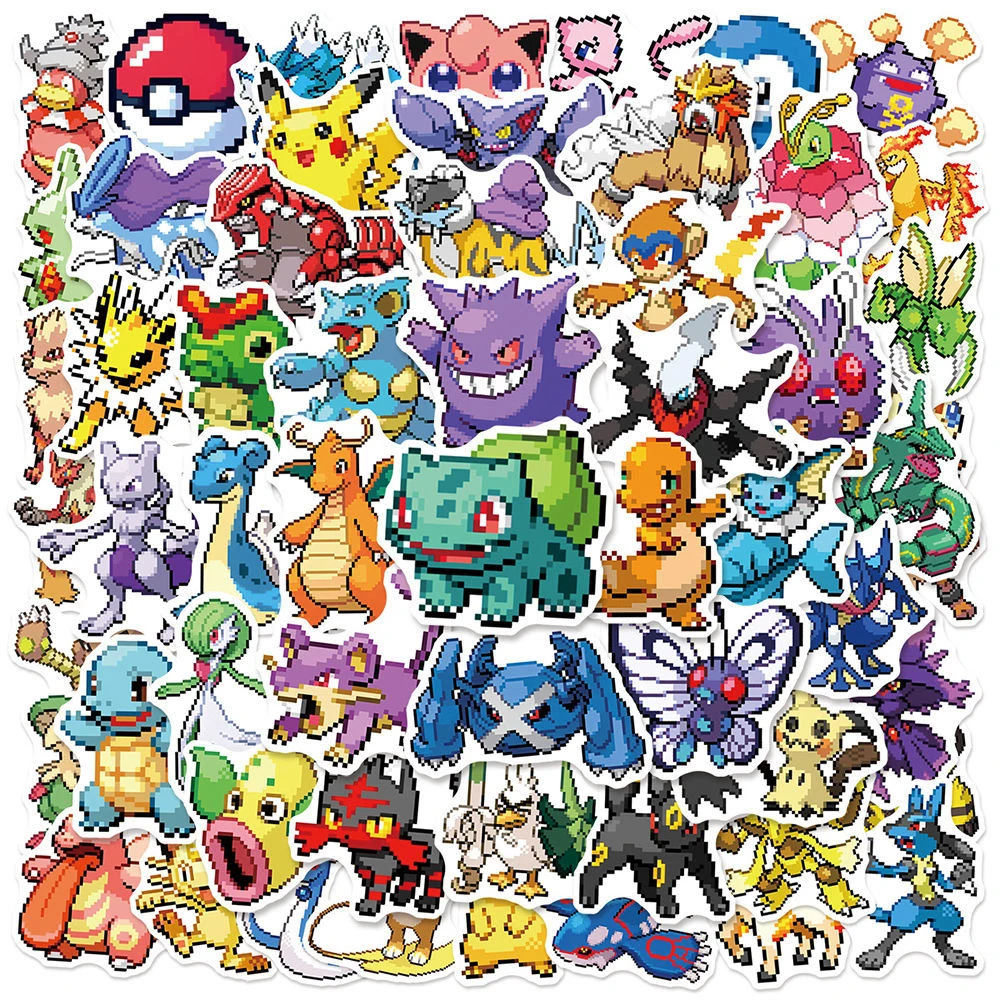 10/30/50pcs Adesivos Estilo Pixel de Pokémon, Decalques Clássicos de Anime, DIY para Cadernos, Geladeiras e Malas, Adesivos de Pikachu 10/30/50pcs Adesivos Estilo Pixel de Pokémon, Decalques Clássicos de Anime, DIY para Cadernos, Geladeiras e Malas, Adesivos de Pikachu