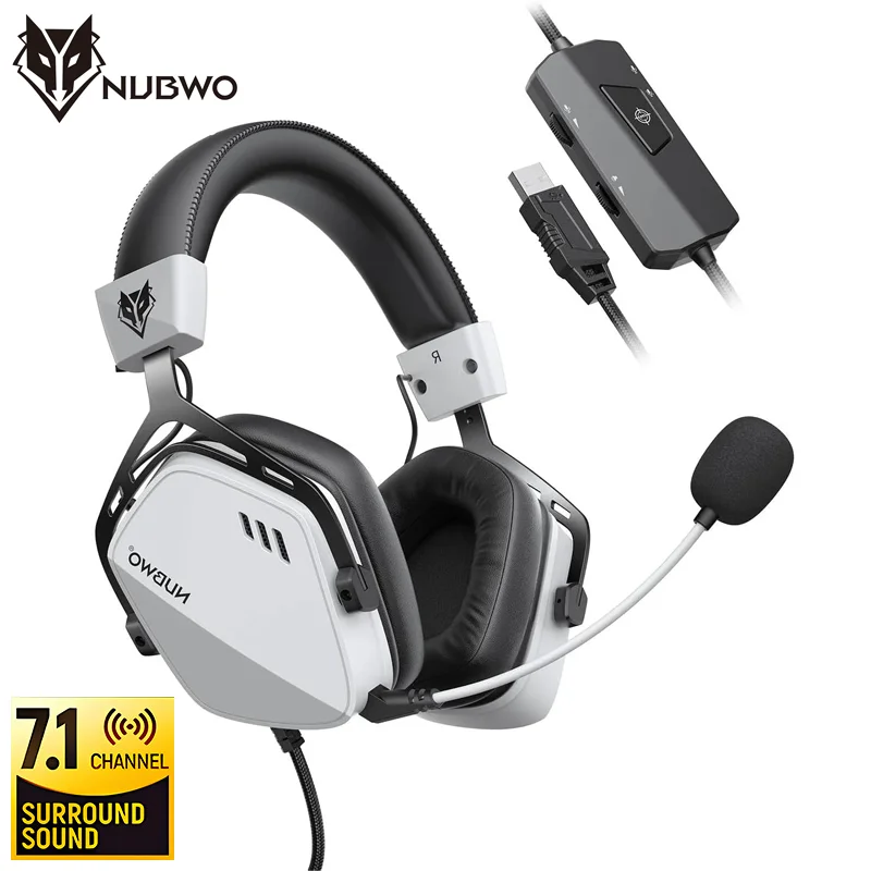 NUBWO HG03 Fone de ouvido com fio Gamer Virtual 7.1 Surround Sound USB Fones de ouvido para jogos com microfone com cancelamento de ruído Porta de áudio USB