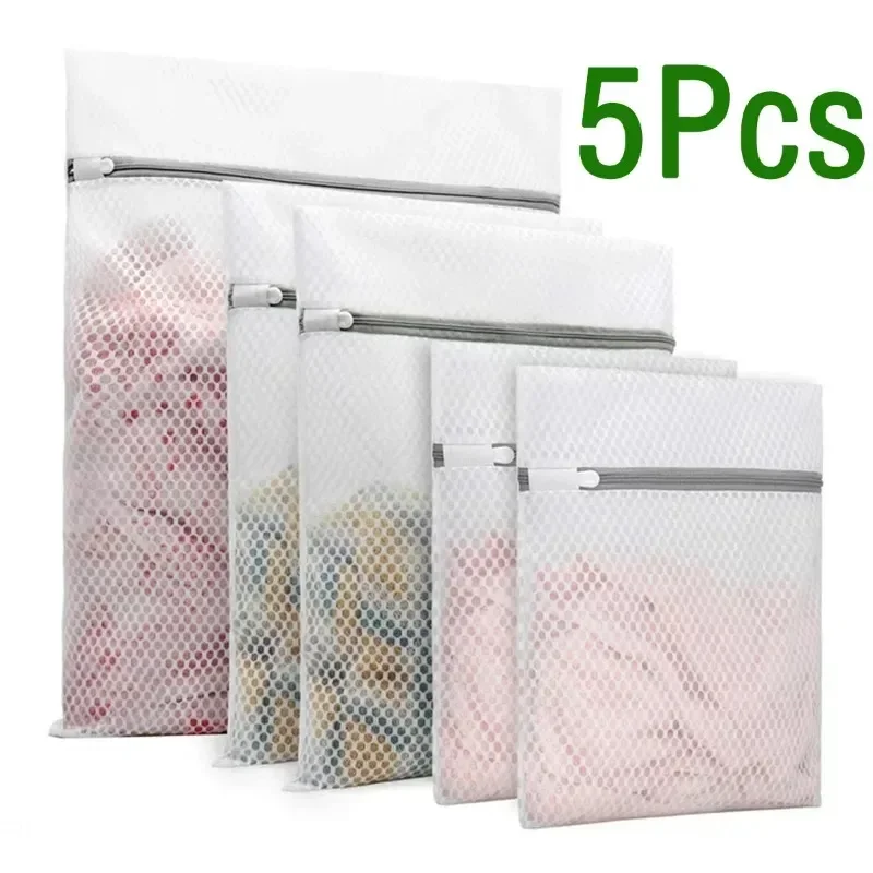5 sacos de rede para roupa, resistentes, com estrutura em favo de mel, para organizar a roupa na máquina de lavar, reutilizáveis.